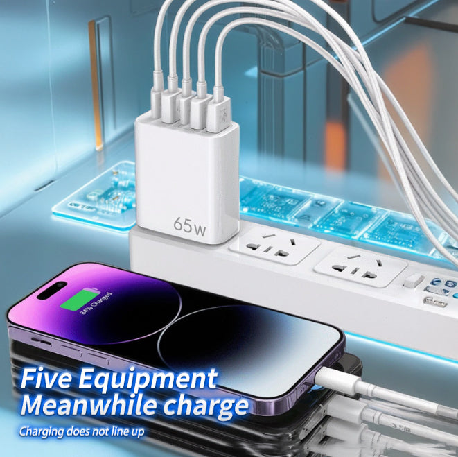 Limited Time Offer🚨 NOWORDUP® GaN 65W Intelligent Charger (3*USB-C +2*PD Type C) - Only 50 in stock available!