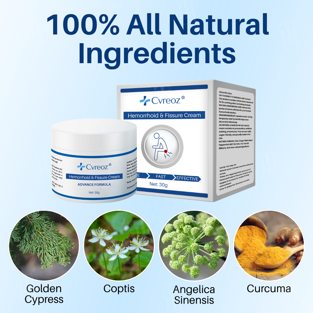 Cvreoz® Hemorrhoid & Fissure Cream✨𝟑𝟎-𝐌𝐢𝐧𝐮𝐭𝐞 𝐏𝐚𝐢𝐧 𝐑𝐞𝐥𝐢𝐞𝐟✨
