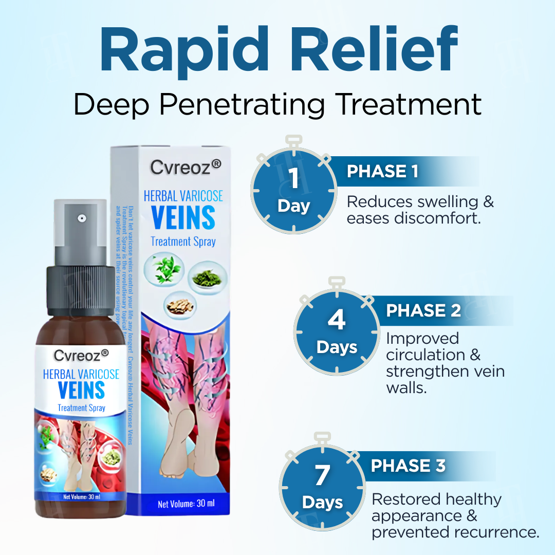 Cvreoz® Herbal Varicose Veins Treatment Spray ✅ Clinically proven to eliminate varicose veins in just 7 days!