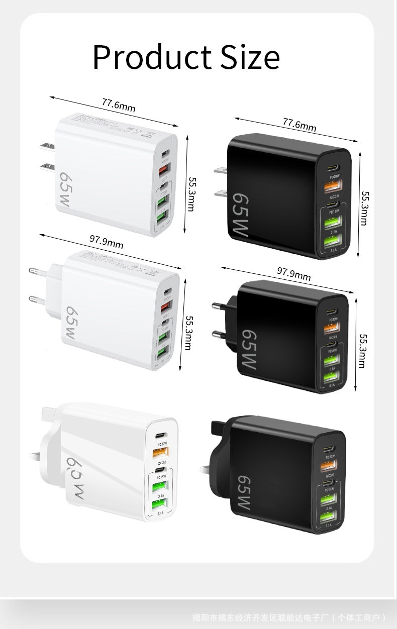 Limited Time Offer🚨 NOWORDUP® GaN 65W Intelligent Charger (3*USB-C +2*PD Type C) - Only 50 in stock available!