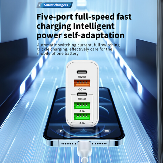Limited Time Offer🚨 NOWORDUP® GaN 65W Intelligent Charger (3*USB-C +2*PD Type C) - Only 50 in stock available!